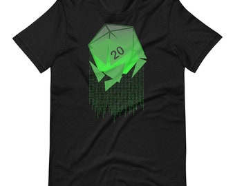 D20 Matrix, Cool Green D20 design, Artist: Ray VanTilburg,  Short-Sleeve Unisex T-Shirt