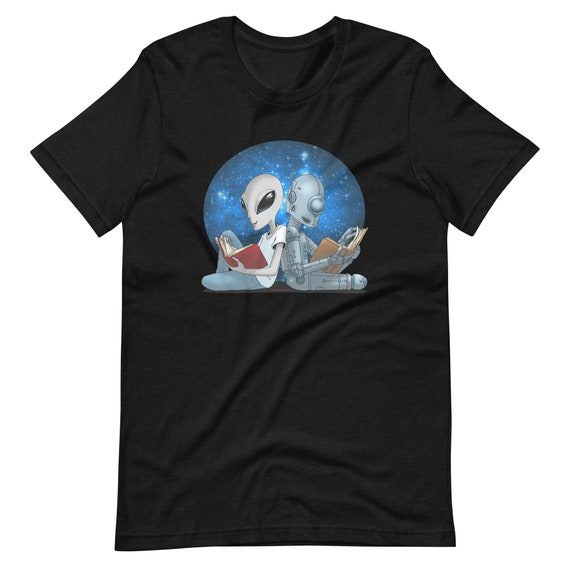 Alien & Robot Reading Books, Unisex T-shirt - Etsy