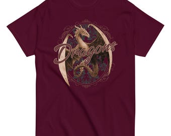 Gothic Dragon design, Dragons written across, Unisex classic tee