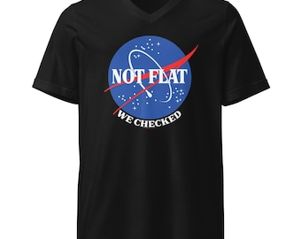 Not Flat - We Checked on dark colors, Unisex Short Sleeve V-Neck T-Shirt