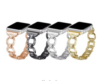 8 kleuren Metal Slim Diamond Custom Apple Watch Band 45mm 40mm 42mm 44mm 38mm 41mm voor Apple Watch serie 8 7 6 5 4 3 2 1 SE | Horlogebandje