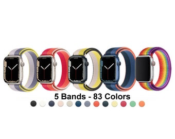 5 Bands Custom Nylon Loop Uhrenarmband für Apple Watch 45mm 40mm 42mm 44mm 38mm für Apple Watch Serie 8 7 6 5 4 3 2 1 und SE | Uhrenarmband