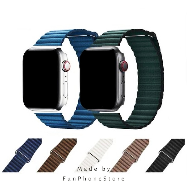 12 Farben Leder Link Strap Magnetic Custom Band für Apple Watch Ultra 49mm 45mm 38mm 40mm 41mm 42mm 44mm Serie 1 2 3 4 5 6 7 8