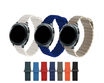 4 Farben Leder Link Strap Magnetic Custom Band für Samsung Galaxy Watch 20MM 22MM Armband | Uhrenarmband Armband