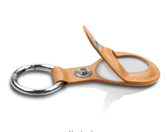 PU Leder Schlüsselanhänger Schlüsselanhänger Tasche für Apple AirTag Hellbraun