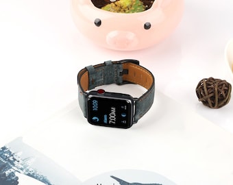 9 Farben Echtes Leder Band für Apple für Apple Watch 45mm 40mm 42mm 44mm 38mm für Apple Watch Serie 8 7 6 5 4 3 2 1 und SE | Uhrenarmband