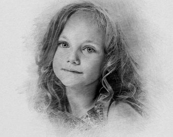 Pencil drawing portrait  from photo | Digital sketch from photo | B&W photo sketch | Personalized gift