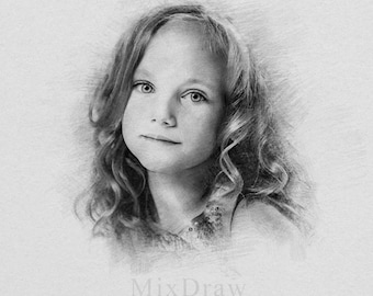 Pencil drawing portrait  from photo | Digital sketch with imitation of pencil | Personalized gift I Digital file