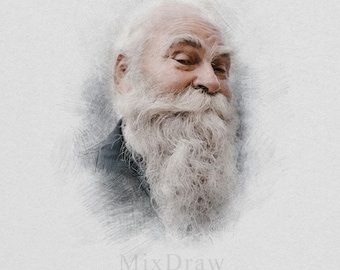 Custom Colored Pencil Portrait from Photo: Memorial Gift (Digital File)