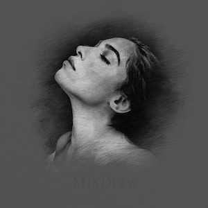 Custom Pencil Sketch Portrait from Photo (Digital File)