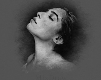 Custom Pencil Sketch Portrait from Photo (Digital File)