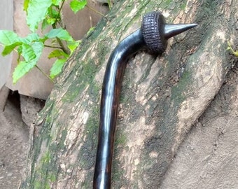 Traditional Tokofini Style Talking Stick Original Handcarved U Pik Wood 17-27IN Unique Unisex Kenya African Art Wall Deco Hunting Walking