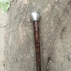 Maasai Traditional Iron Talking Stick Original Handcarved U Pik Wood & 17-27INCH Unique Unisex Kenya African Art Ball Head Hunting Walking