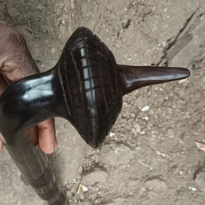 Traditional Tokofini Style Talking Stick Original Handcarved U Pik Wood 17-27IN Unique Unisex Kenya African Art Wall Deco Hunting Walking