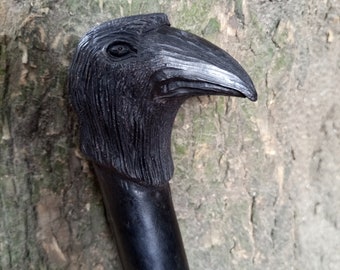 Maasai Bird Crow Traditional Ironwood Talking Stick Original Handcarved U Pik Wood 17-27" Unisex Kenya Africa Art Raven Deco Hunting Walking