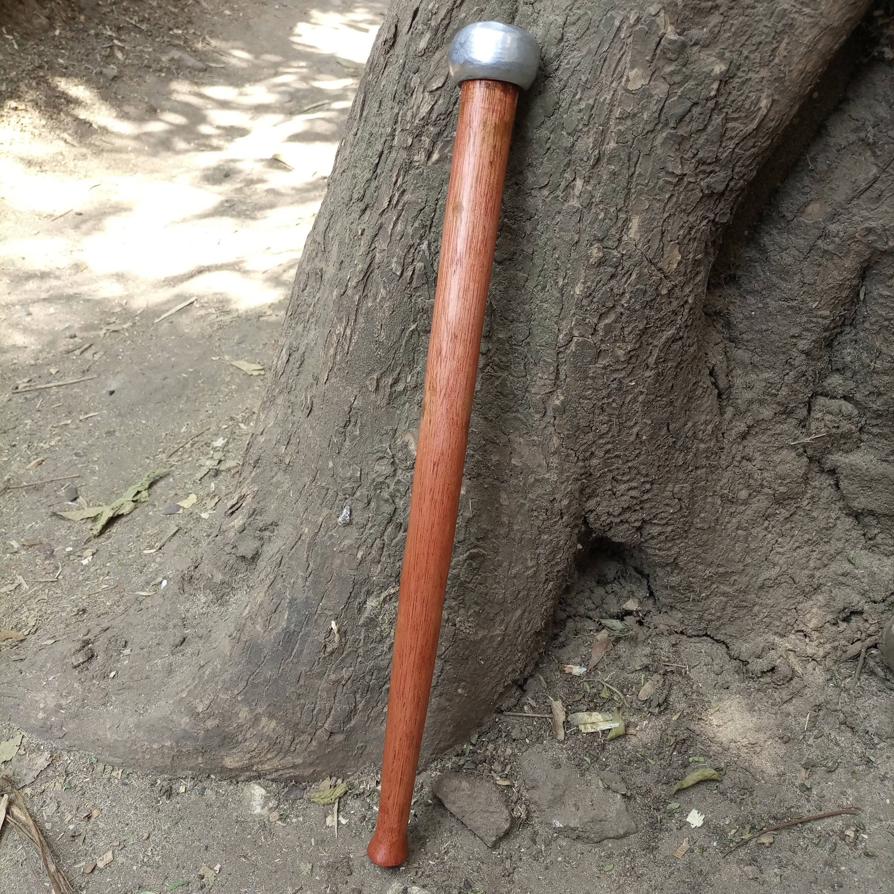 Flint Chert Stone Knife Blade on a Wooden Oak Handle. Traditional