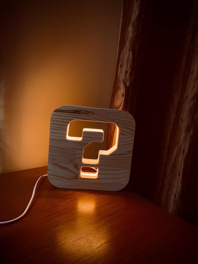 Question Mark Patterned Wooden LED Night Lamp Home Gift, Personalized ...