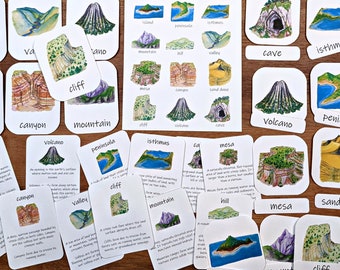 Common Landforms Mini Study: A geography study pack for kids - with Montessori-inspired three-part cards