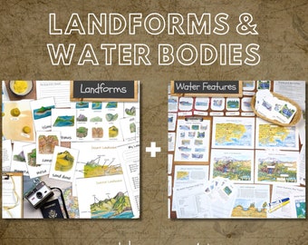 Landforms & Waterbodies: Two complete units! water and landform activities, geography lesson for homeschool, unit studies bundle
