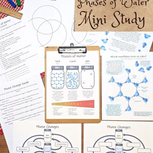 Phases of Water Mini Study: science activities, classroom posters, homeschool unit study, chemistry lesson plan, science curriculum
