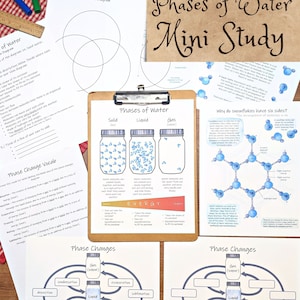 Phases of Water Mini Study: science activities, classroom posters, homeschool unit study, chemistry lesson plan, science lesson