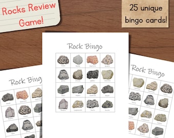 Rocks Bingo Game: Classroom Rock ID Activity, 25 Cards (PDF Download)