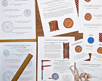 Circumference, Diameter, & Radius Activities: forest math lesson plan! Geometry unit, homeschool printables, math activity, nature study