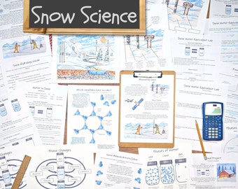 Science in the Snow Unit: a winter unit study - STEM lesson plan materials for snow hydrology, phases of water, water molecules, and more!