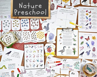 Nature Preschool Unit: Flashcards, Posters, Activities (PDF)