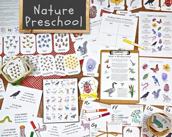 Nature Preschool Unit: a GIANT collection of printable kids' activities, posters, and flashcards; early childhood learning bundle!