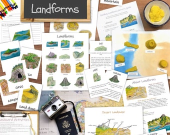 Landforms unit: landscape geography study for kids