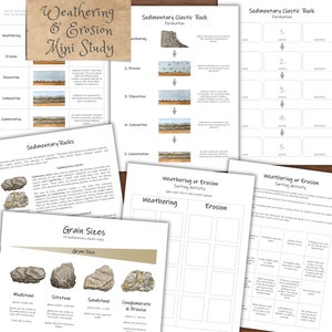 Rocas sedimentarias, meteorización y erosión: ¡un mini estudio de geología! ¡Actividades imprimibles, folletos y más!
