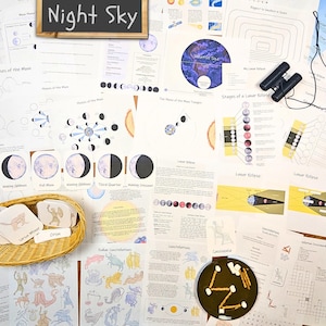 夜空の単元: 天文学、宇宙、星空観察 - 印刷可能な教室およびホームスクールの単元!