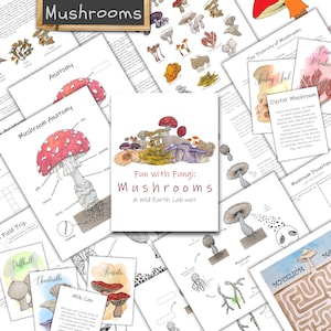 Mushroom Unit: fungi lessons and printables! Biology unit study with parts of a mushroom, fungi life cycles, and more!