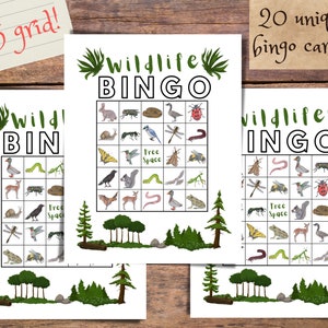 Wildlife Bingo: Printable Game for Kids, Family Road Trips, Class Parties, Field Trips, Animal Birthdays, and Forest School Fun