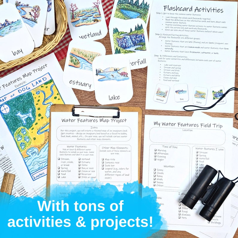 Water Features Unit: a printable earth science unit, learn about common waterbodies, homeschool geography printables image 6