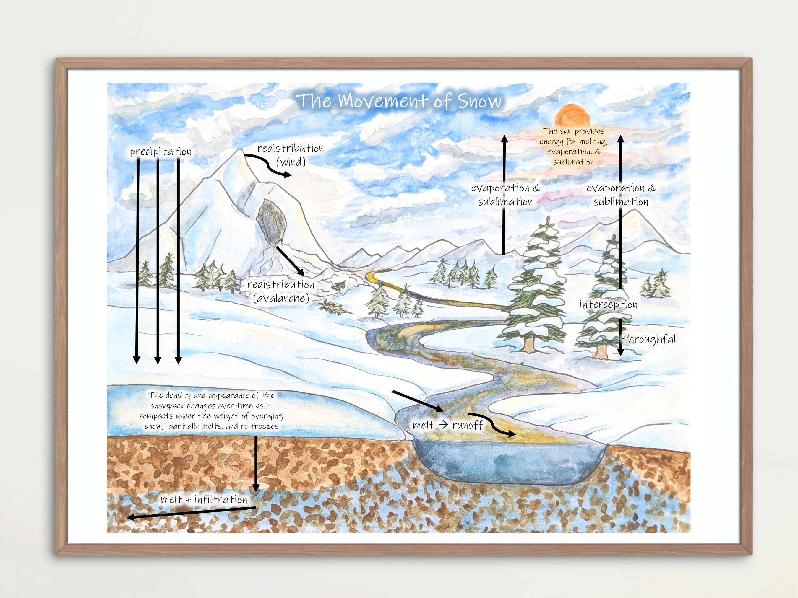Movement of Snow Diagram Winter Water Cycle Snow in the Etsy