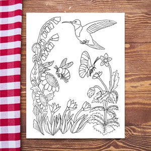 Pollination Coloring Page: Printable Pollinators Coloring for - Etsy