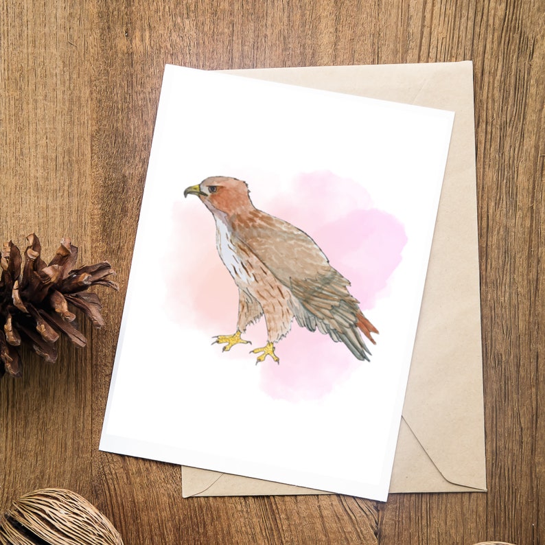 Red-tailed Hawk Printable Card: Blank Bird of Prey Greeting - Etsy