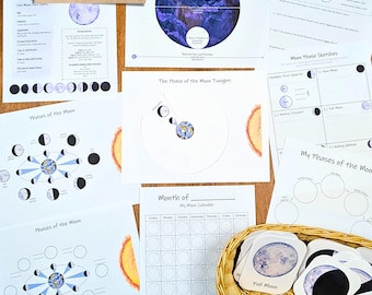 Moon Phases Study: Astronomy Worksheets & Flashcards (PDF Download)