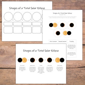 Solar Eclipse Study: mini unit study set with worksheets, activities, and posters Astronomy for kids, science curriculum, homeschool lesson image 5