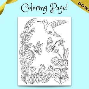 Pollination Coloring Page: Printable Pollinators Coloring for - Etsy