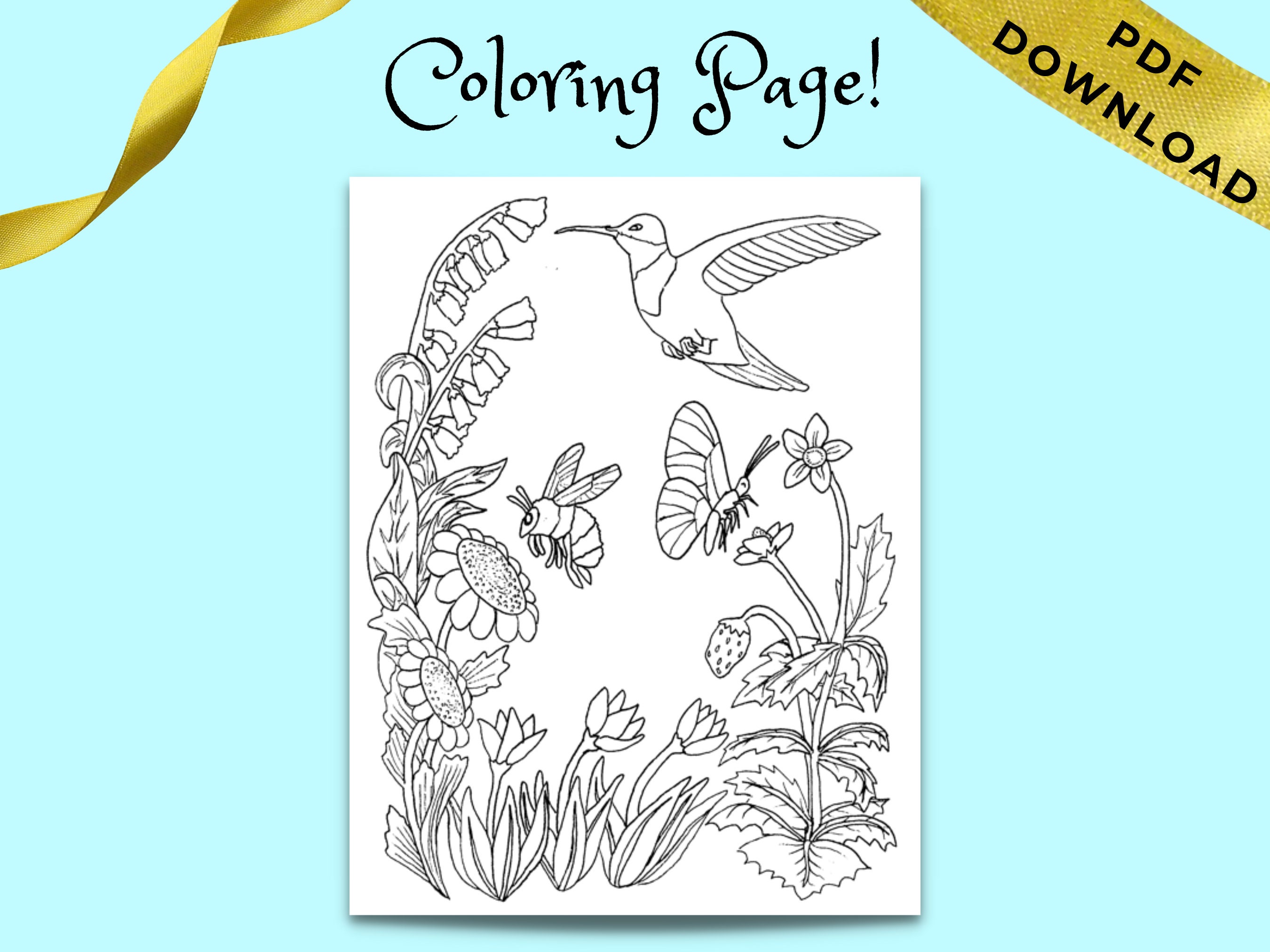 Pollination Coloring Page: Printable Pollinators Coloring for - Etsy Hong Kong