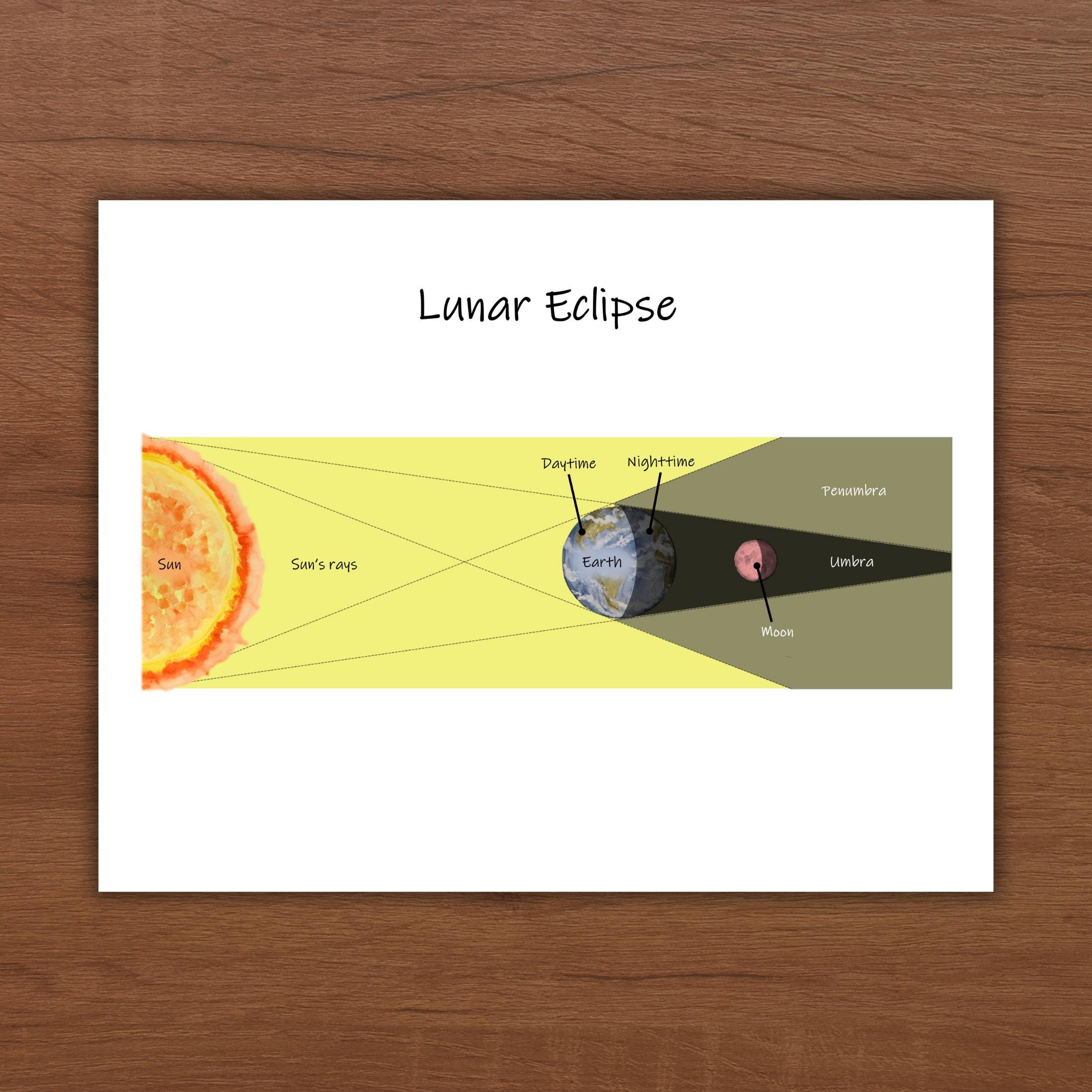 Lunar Eclipse Study: Astronomy Worksheets & Diagrams (PDF) - Etsy