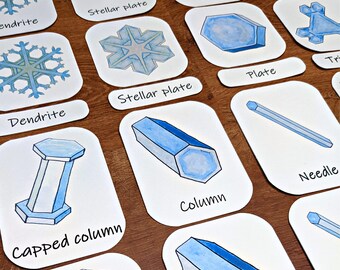 Watercolor Snowflake Flashcards: Homeschool Nature Study (PDF Download)