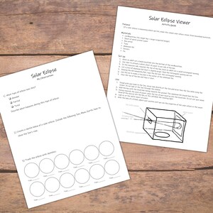 Solar Eclipse Study: mini unit study set with worksheets, activities, and posters Astronomy for kids, science curriculum, homeschool lesson image 6