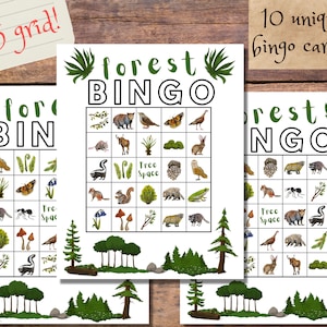 Forest Bingo: printbaar spel voor kamperen, bosschool, bosverjaardagsfeestspel