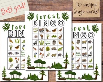 Wildlife Bingo Game Printable; Forest Animal Bingo; Woodland Activity ...