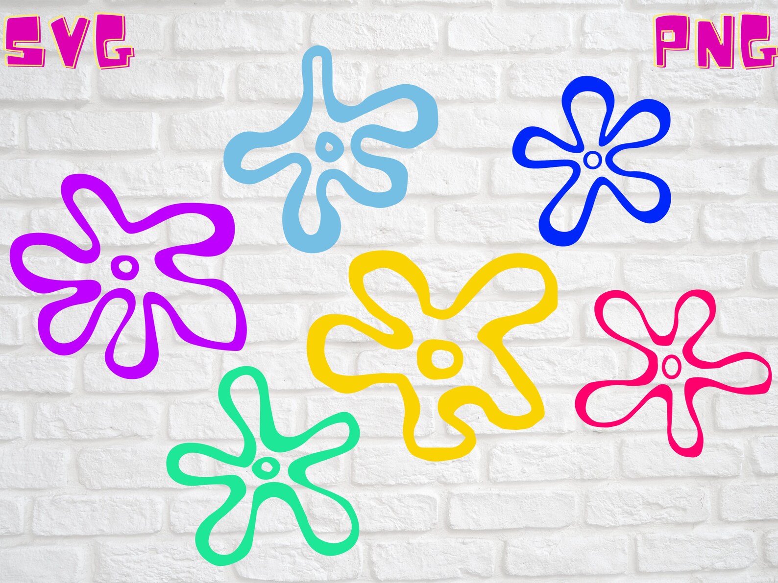 SpongeBob SquarePants Flower Clouds Bundle SVG Digital File | Etsy