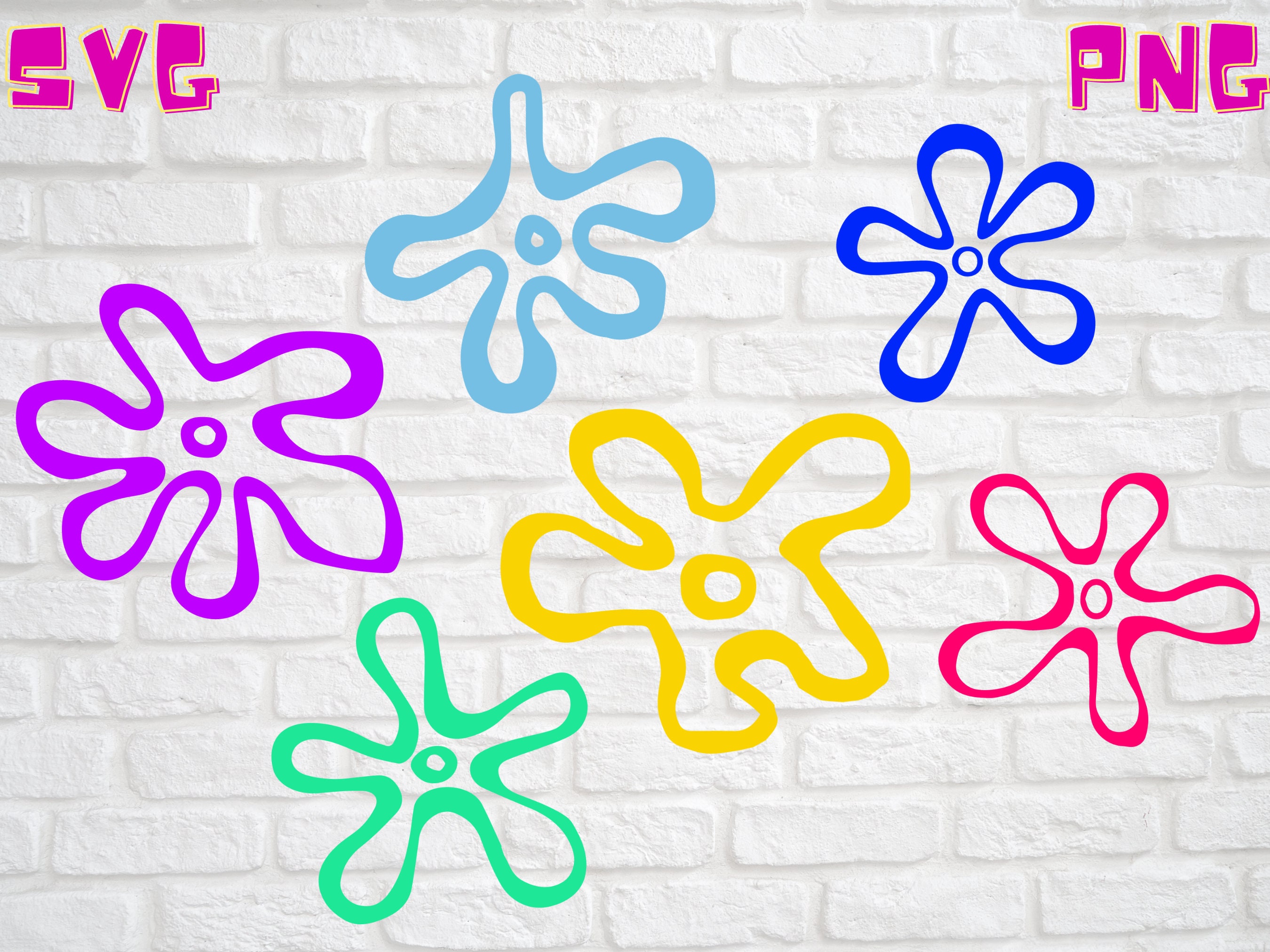 SpongeBob SquarePants Flower Clouds Bundle SVG Digital File Etsy